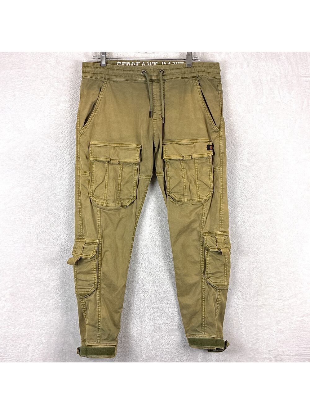 Alpha Industries Cargo Pants Mens L Olive Faded Sergeant Military Paratrooper